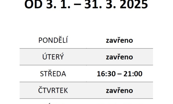 Otevírací doba občerstvení U Vagónu od 3. 1. 2025