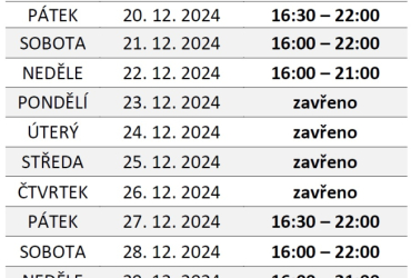 Otevírací doba občerstvení U Vagónu o svátcích
