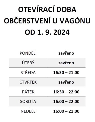 Změna otevírací doby občerstvení od 1. 9. 2024