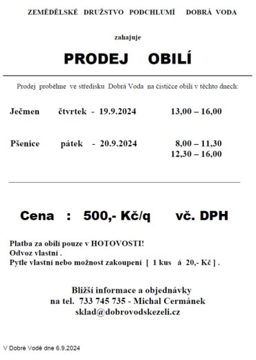 Prodej obilí