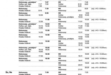 JÍZDNÍ ŘÁD, Holovousy-HK a zpět