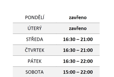 Otevírací doba občerstvení od 1. 6. 2024