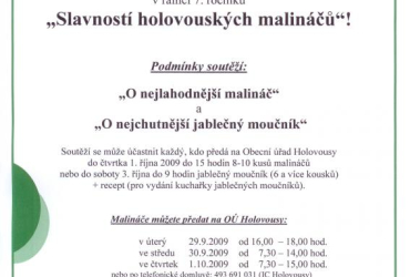 SOUTĚŽ O nejlahodnější malináč a O nejchutnější jablečný moučník